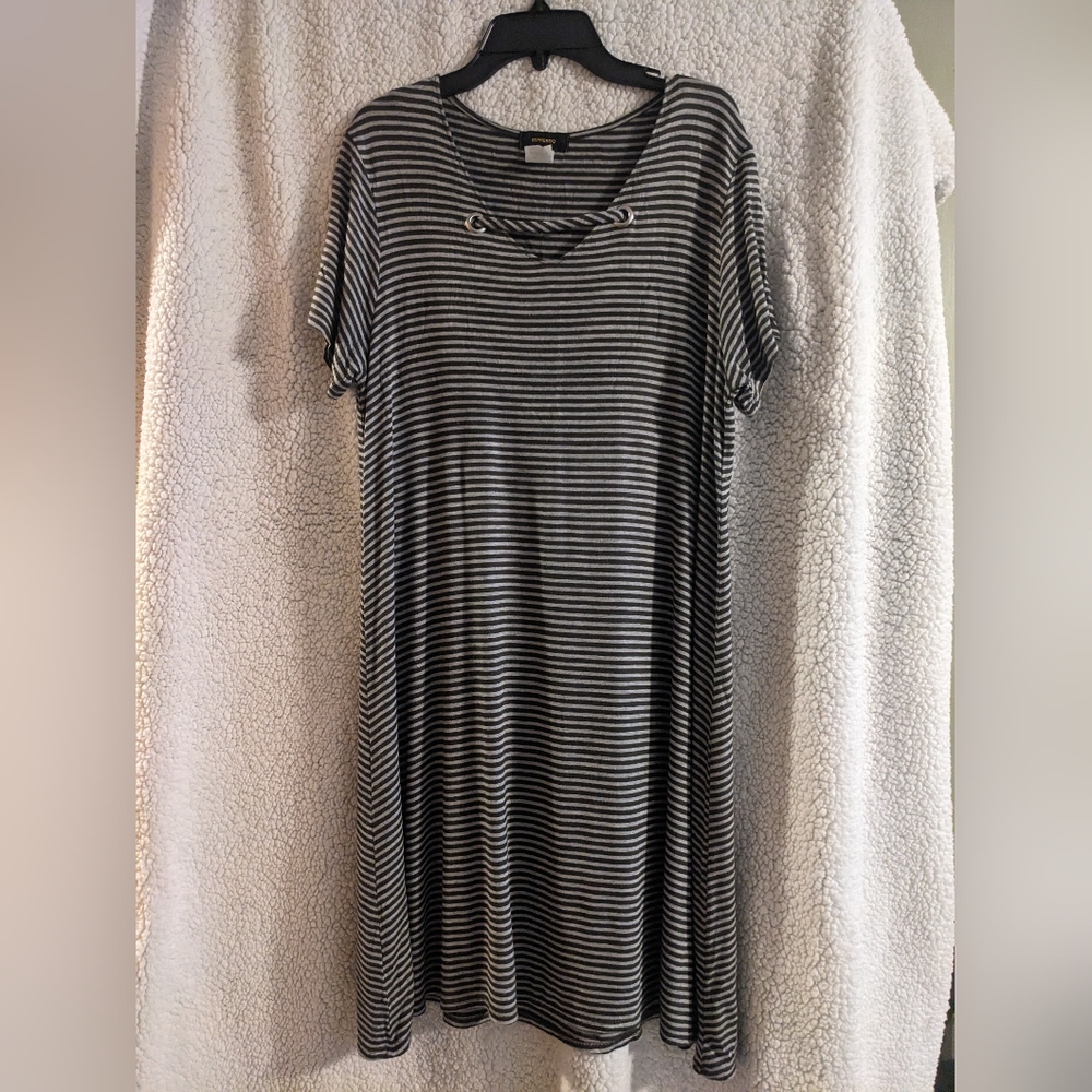 Espresso Gray Striped Midi Dress